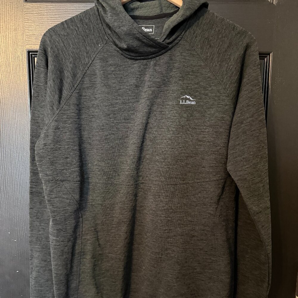 Womens LL Bean Slightly Fitted Light Weight Hoodie Dark Gray White Large Regular - Picture 1 of 4